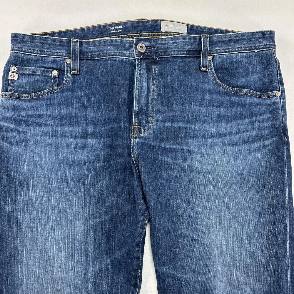 AG Adriano Goldschmied The Tellis Jeans Mens 40x32 Blue Slim Stretch Denim 360